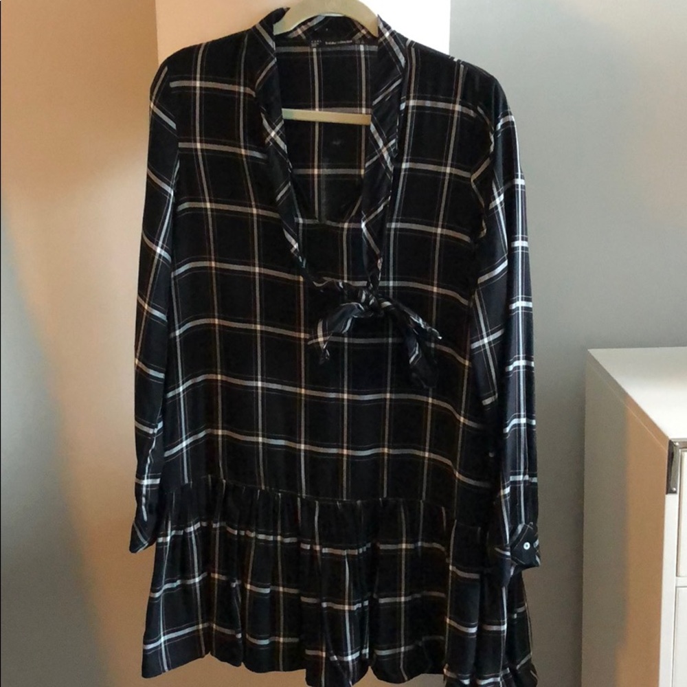 Zara Bow Plaid Dress